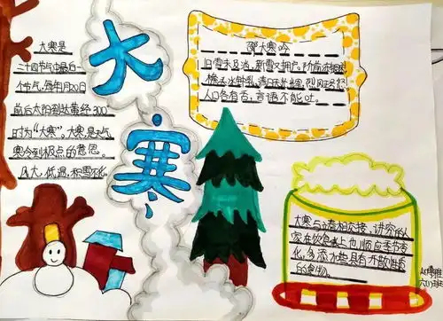 过了大寒,下一站春天丨爆台寺小学学生二十四节气大寒手抄报展示活动