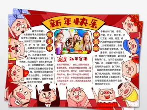 2019新年展板卡通小猪手抄小报设计模板图片psd图下载元旦手抄报大全编号19038859