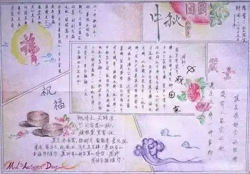中秋节手抄报图片素材模板文字简单易画...赶快给孩子准备