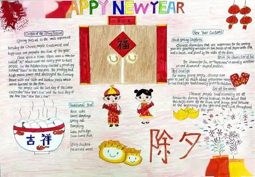 除夕到,福气到这些精美的英文手抄报,为您送来新年的第一声祝福