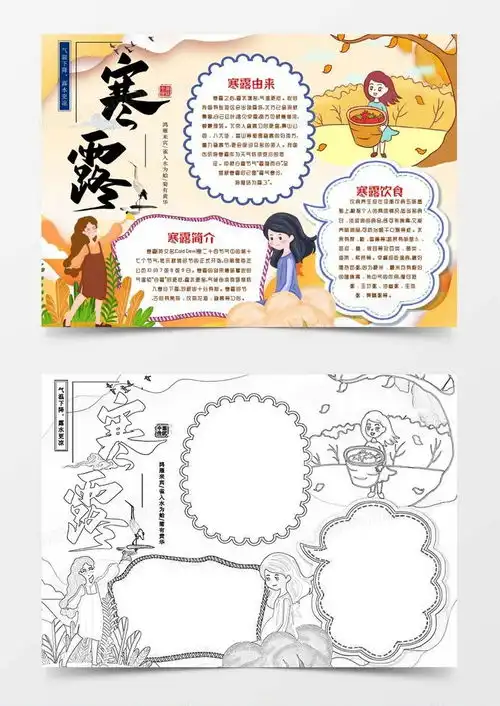 卡通寒露节气知识介绍小报手抄报模版word模板下载熊猫办公