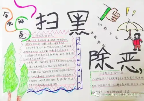 扫黑除恶弘扬正义家园总动员手抄报宣传活动