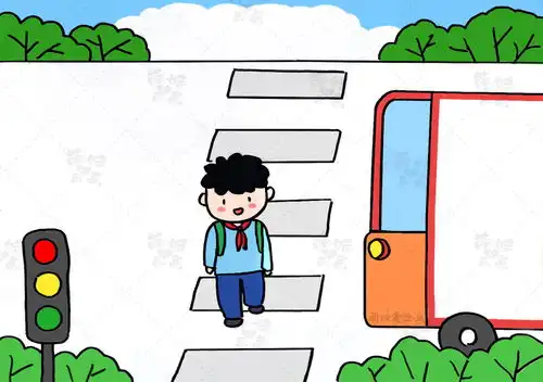 关爱生命,安全出行学画简单的交通安全手抄报,含内容文字