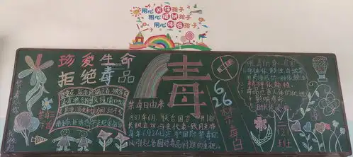 6月26日禁毒日黑板报图片珍爱生命拒绝毒品