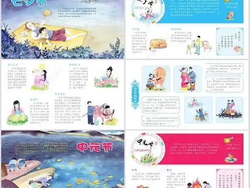 精美中国传统节日习俗儿童绘本ppt模板下ppt下载
