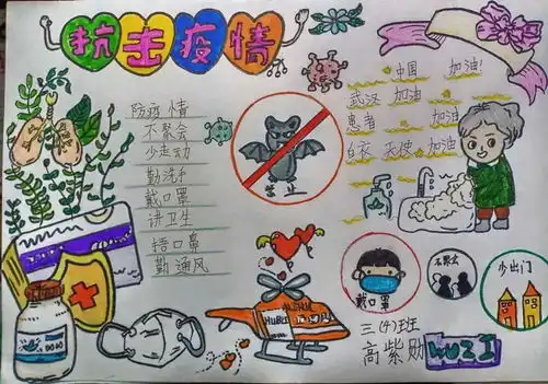 党建德馨教育居家来创作战胜疫情手抄报纺织苑小学线上艺术生活