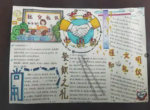 濮阳市油田艺术中学举办新时代新使命社交礼仪知与行手抄报比赛