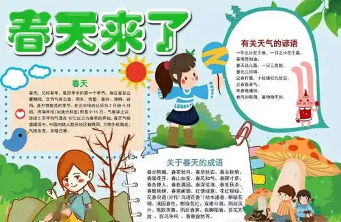 描写春天踏青出游的好句好段手抄报,孩子一定用得上