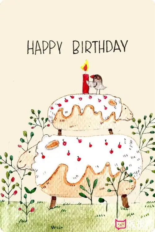 手绘插画生日快乐图片,happybirthday