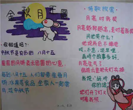 中秋节手抄报中秋节手抄报图片内容