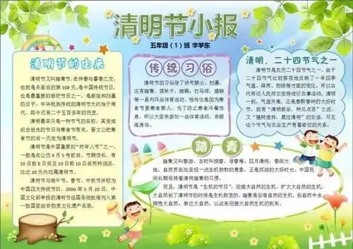 清明节手抄报附文化习俗诗词范文等,为孩子收藏