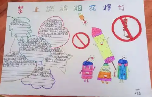 西安市新城区太华路小学春节禁止燃放烟花爆竹宣传教育活动三四年级学生宣传手抄报