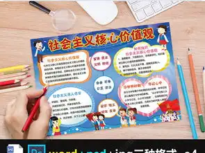 社会主义核心价值观记心间新时代好少年爱国爱党手抄报图片模板下载