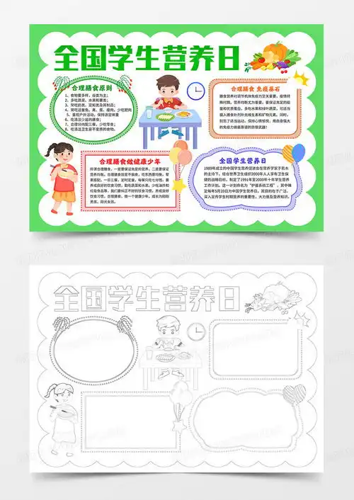 电子手抄报健康饮食小报word模板下载熊猫办公