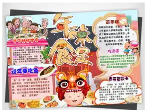 psd春节美食小报新年饮食习俗文化手抄电子小报素材图片psd模板下载88.99mb元旦手抄报大全节日手抄报