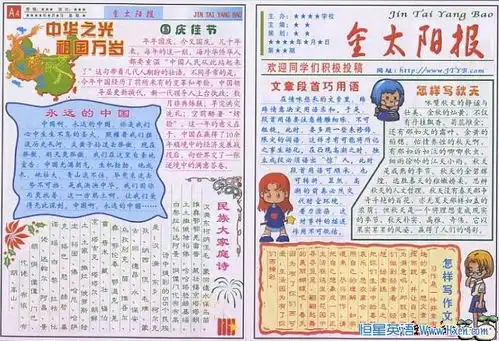 国庆节英语手抄报资料内容及设计图片