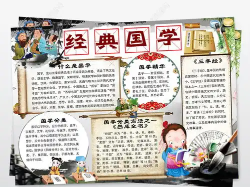 国学经典小报读书阅读手抄报小报word图片模板下载