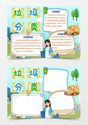 模板下载垃圾分类的手抄报图片设计素材熊猫办公