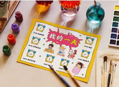 我的一天小报作息时间表暑假生活手抄报word模板下载熊猫办公