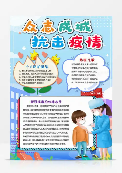 众志成城抗击疫情小报预防新型光状病毒肺炎疫情竖版小报手抄报word模板下载小报熊猫办公