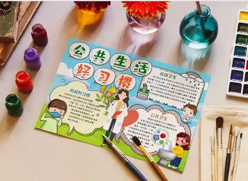 卡通公共卫生好习惯小报手抄报word模板下载习惯