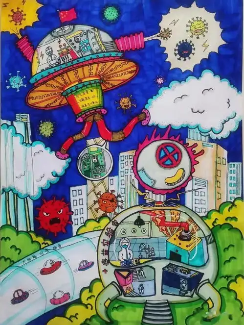 抗疫情主题儿童画手抄报,满满的干货资料收藏必选只发一次