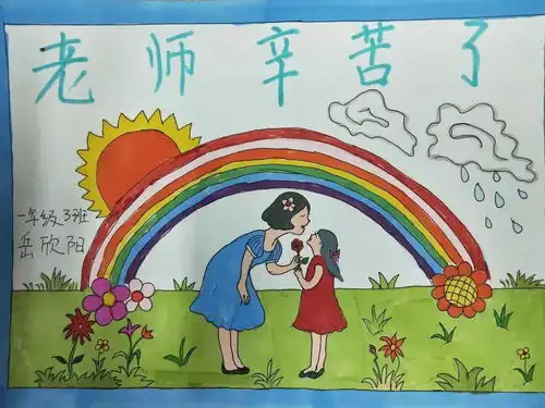 感恩教师节,难忘师生情葛沟中心小学用画笔向老师表白绘画手抄报评比活动