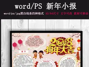 卡通儿童新年狗年大吉手抄报图片模板worddoc设计图下载元旦手抄报大全编号17349298