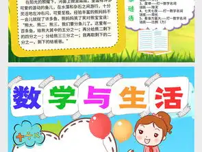 新年中的数学生活与数学小报竖版手抄报线稿涂色模板图片下载
