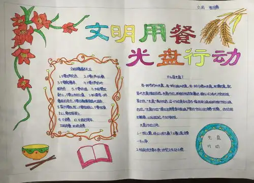 文明就餐光盘行动手抄报图片大全