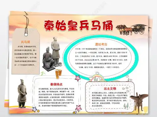 word电子小报中国世界文化遗产秦兵马俑图片模板下载