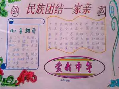 民族团结手抄报同心同德群策群力
