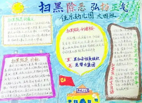 扫黑除恶弘扬正义家园总动员手抄报宣传活动