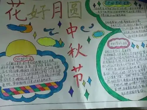 中秋节手抄报图片素材模板文字简单易画...赶快给孩子准备