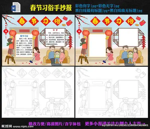 鼠年春节习俗手抄报图片