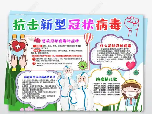 学习防疫知识防治预防新型冠状病毒肺炎小报抗击病毒手抄报线稿涂色模板图片下载