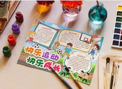 快乐运动快乐成长小报手抄报模版word模板下载运动