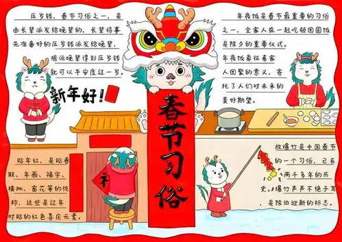迎春节的手抄报龙年