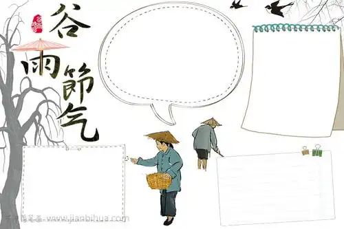 中国风谷雨节气手抄报