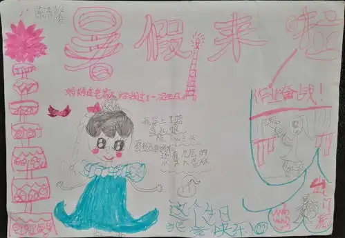 暑假来啦手抄报图片内容