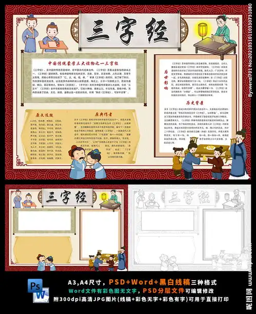 三字经小报传统文化国学经典手抄图片