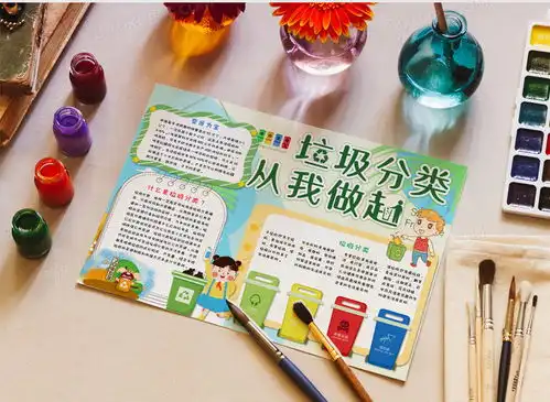 卡通风小清新绿色垃圾分类小报手抄报word模板下载熊猫办公
