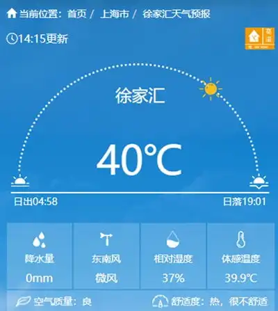 40上海徐家汇站气温打破7月上旬高温纪录未来一周高温持续