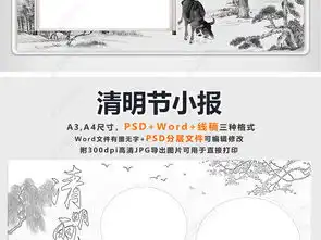 清明节气时节踏青春游旅游二十四节气习俗古诗小报电子手抄报word模板素材图片下载