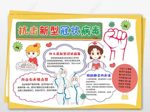 抗击疫情肺炎新冠肺炎手抄报小报儿童画线稿涂色海报图片模板下载
