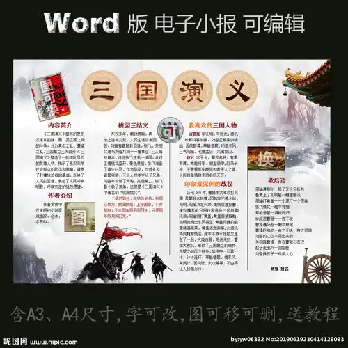 word版读书电子小报三国演义图片