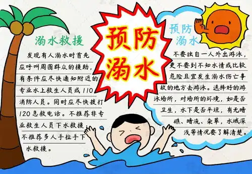 生命第一,普及安全知识在行动简单好画的防溺水手抄报