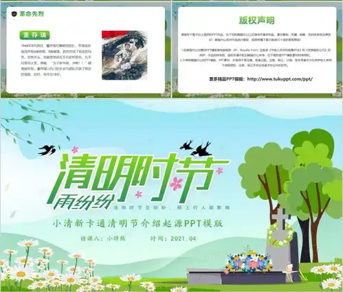 卡通风清明节介绍起源模版ppt模板下载熊猫办公
