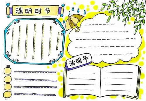 清明节习俗诗词谚语手抄报模板范文,快为孩子收藏