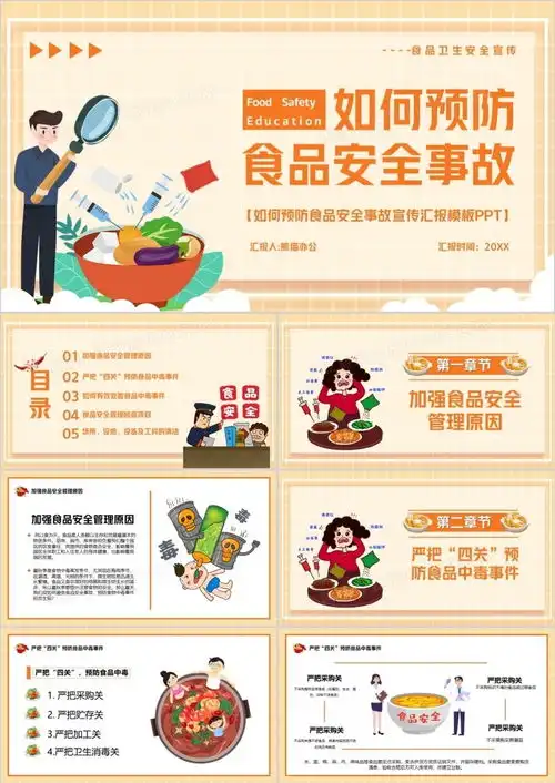 黄色卡通风如何预防食品安全事故发生教育培训ppt模板下载熊猫办公